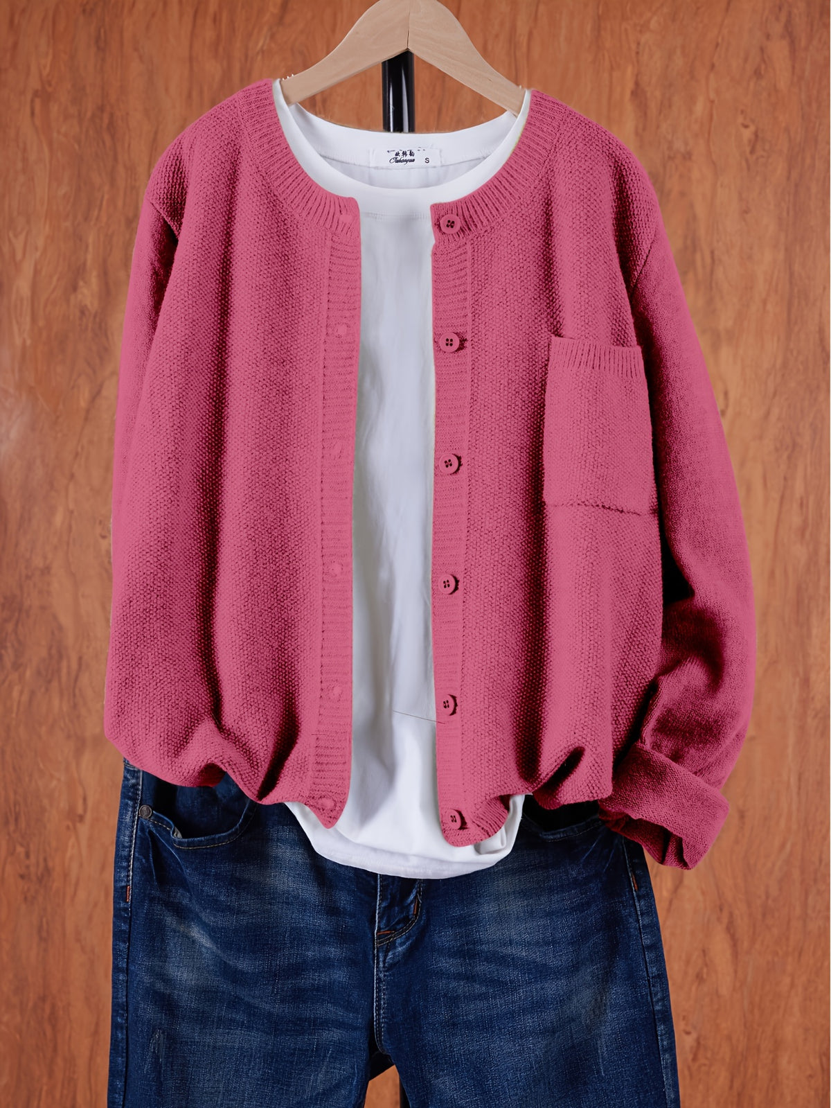Erika | Damen Cardigan mit Knopfleiste und Pattentaschen