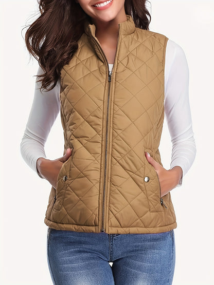 Denise | Damen Steppweste mit Stehkragen und Reißverschluss