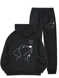 Blanche Oversized Hoodie Jogginghose Set mit Hundeprint für Damen
