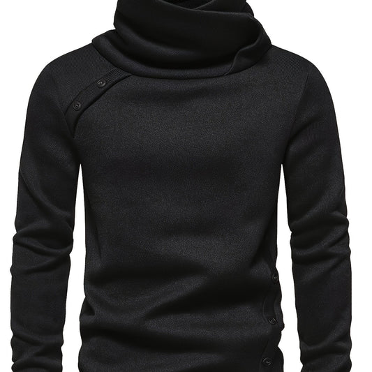 Emmanuel | Herren Strickpullover mit Knopfleiste Stehkragen