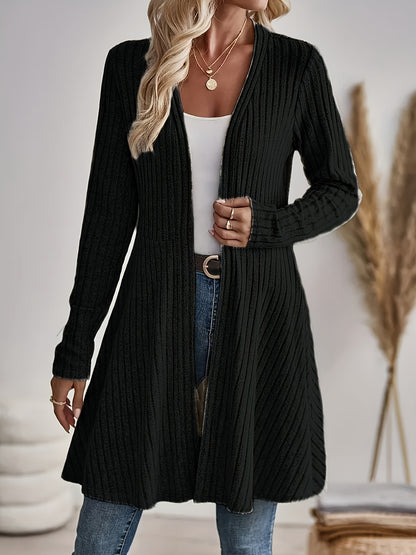 Rosalind | Winter Damen Mantel Strickcardigan Geripptem Design Lang