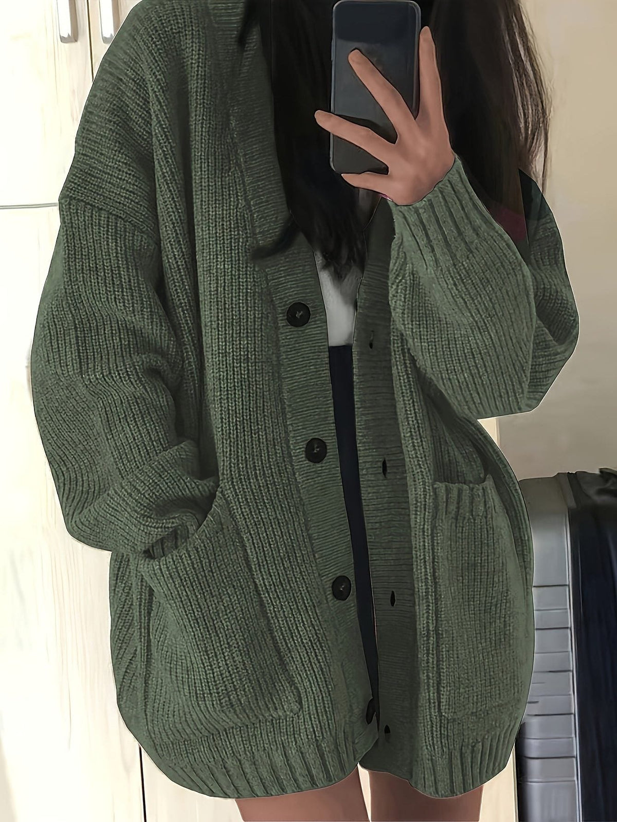Saskia | Grobstrick Oversized Cardigan mit Knopfleiste für Damen