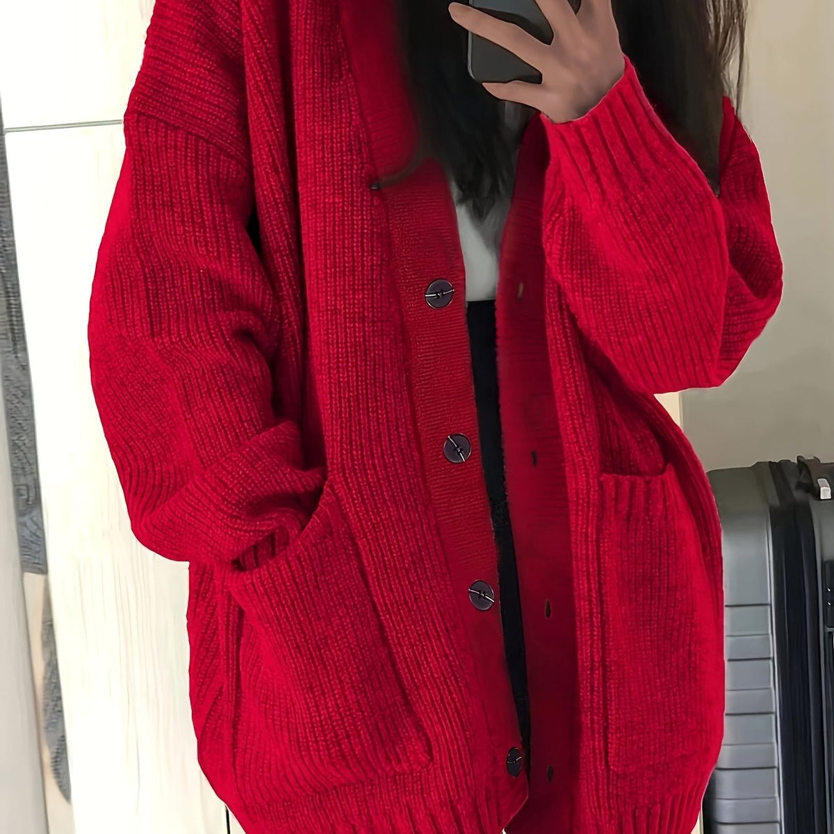 Saskia | Grobstrick Oversized Cardigan mit Knopfleiste für Damen