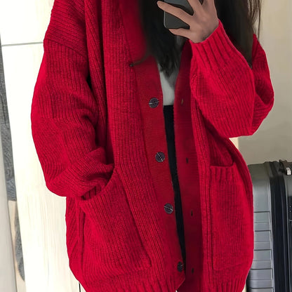 Saskia | Grobstrick Oversized Cardigan mit Knopfleiste für Damen