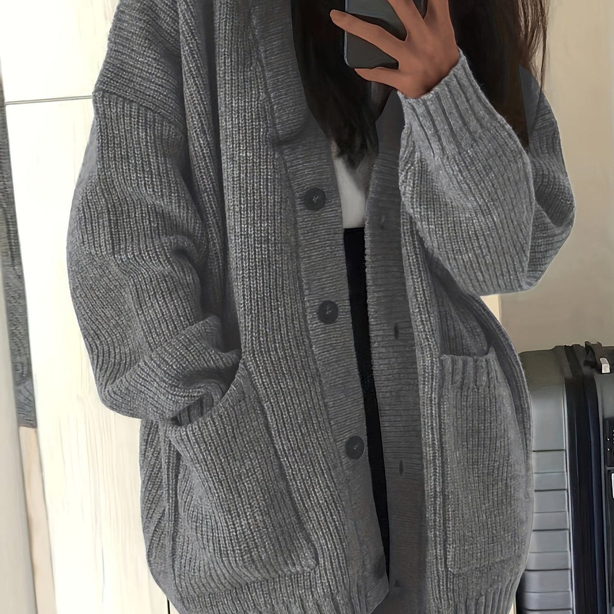Saskia | Grobstrick Oversized Cardigan mit Knopfleiste für Damen