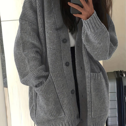 Saskia | Grobstrick Oversized Cardigan mit Knopfleiste für Damen