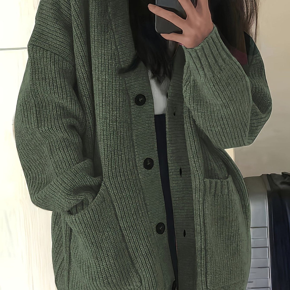 Saskia | Grobstrick Oversized Cardigan mit Knopfleiste für Damen