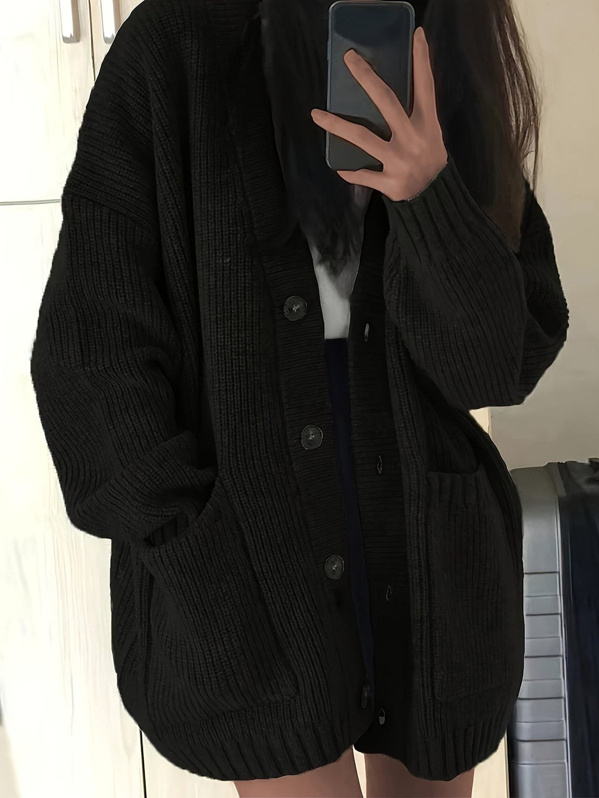 Saskia | Grobstrick Oversized Cardigan mit Knopfleiste für Damen