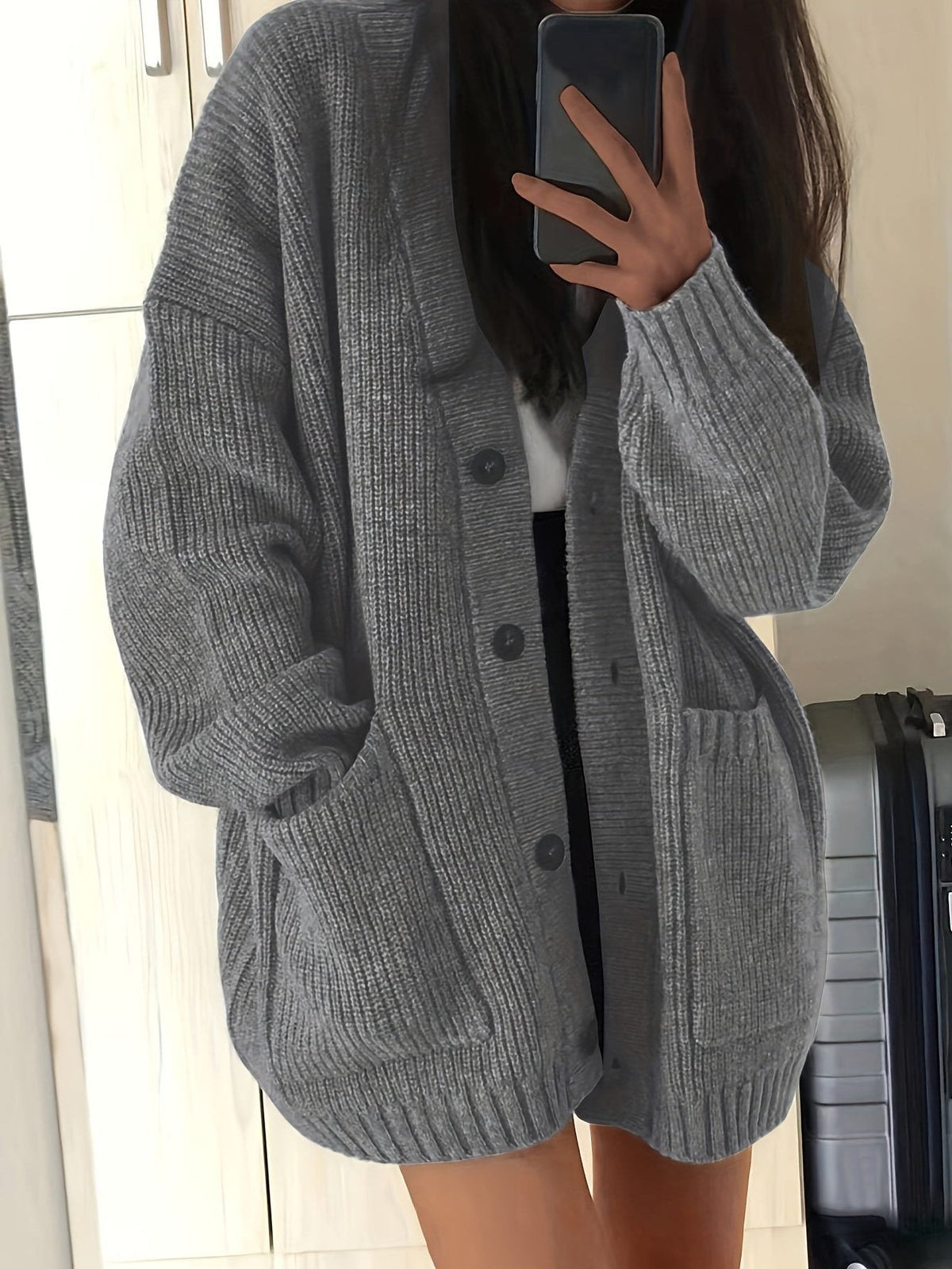 Saskia | Grobstrick Oversized Cardigan mit Knopfleiste für Damen