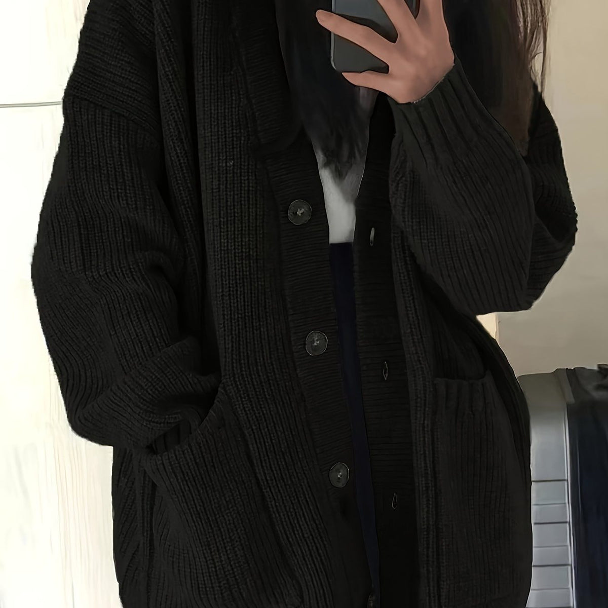 Saskia | Grobstrick Oversized Cardigan mit Knopfleiste für Damen