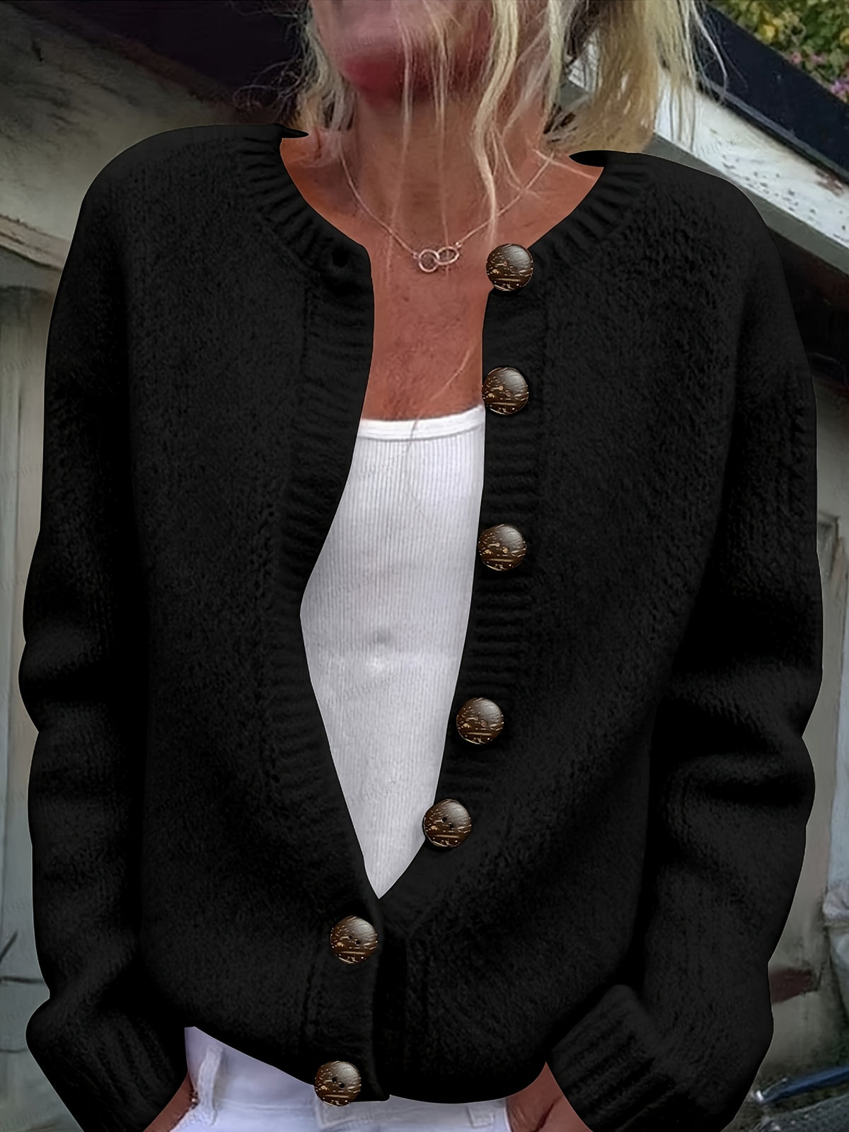 Arabella | Damen Strickjacke oversized mit Knopfleiste