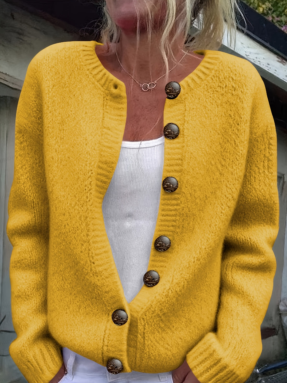 Arabella | Damen Strickjacke oversized mit Knopfleiste