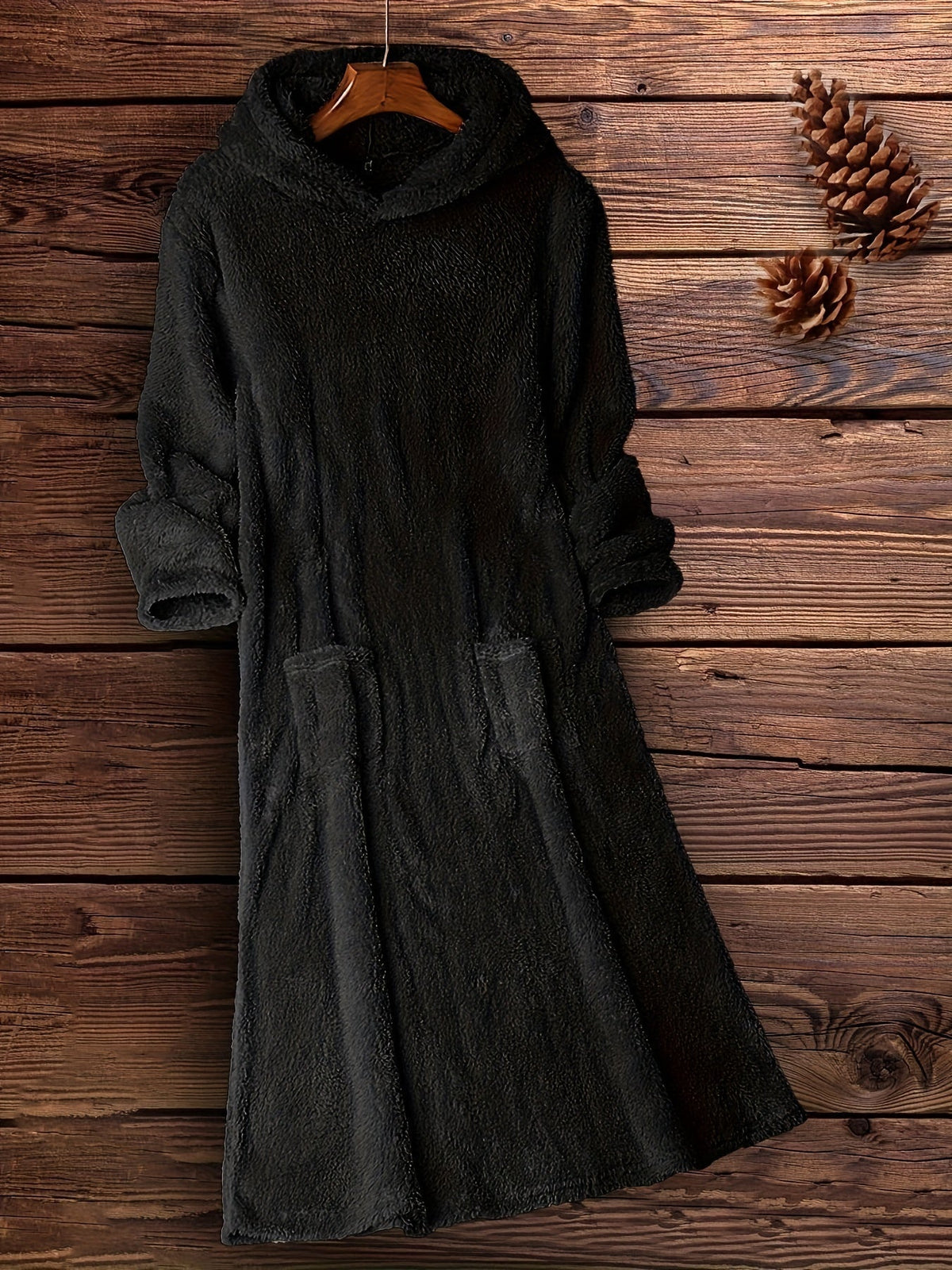 Karlijn | Kuschelige Kapuzenkleid Langarm mit Taschen für Damen