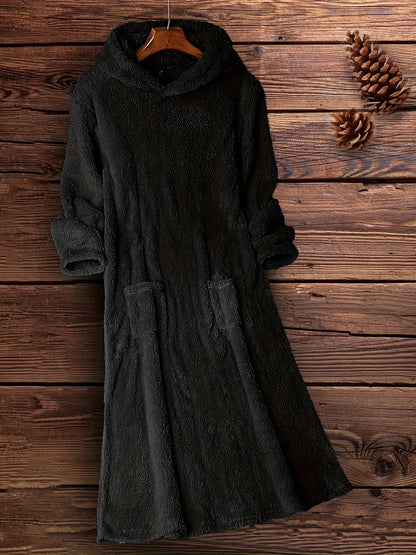 Karlijn | Kuschelige Kapuzenkleid Langarm mit Taschen für Damen