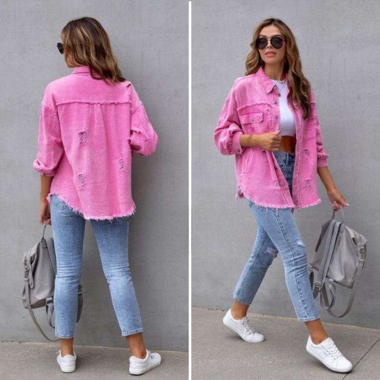 Sienna | Oversized Jeansjacke im Used-Look für Damen