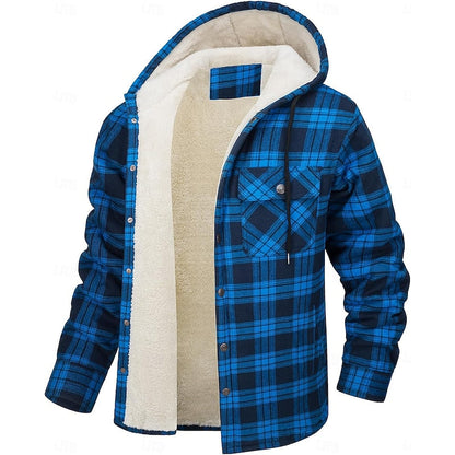 Casper | Kariertes Overshirt mit Kapuze und Knopfleiste für Herren