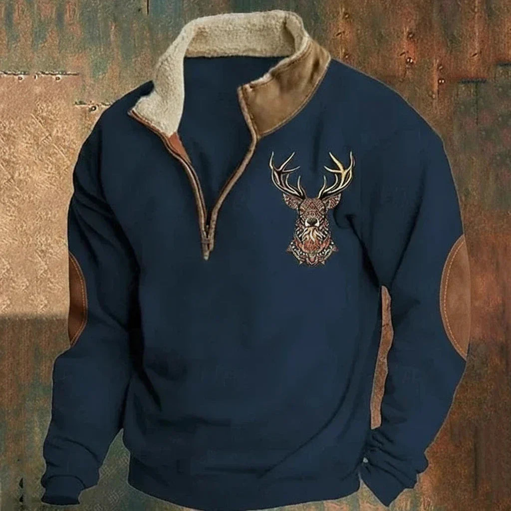 Noah | Grobstrick Pullover mit Hirschmuster für Herren