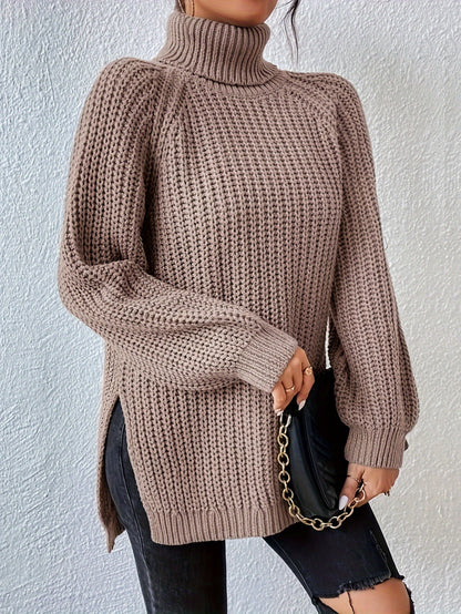 Iselin | Damen Grobstrick Rollkragenpullover