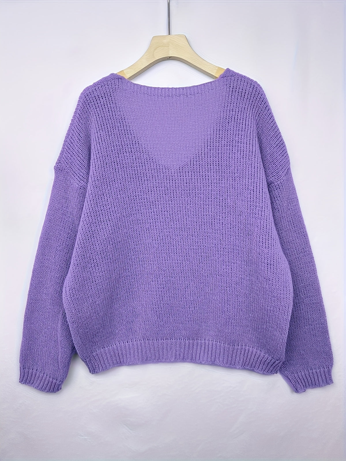 Julia | Damen Oversized Strickpullover mit V-Ausschnitt