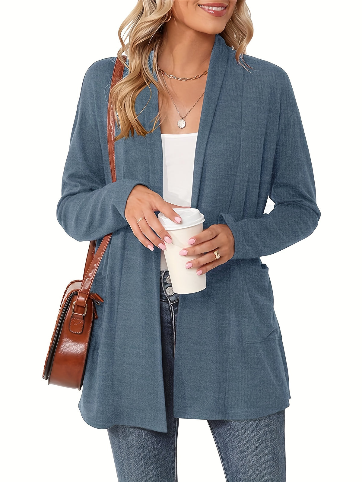 Cosima | Lockerer Damen Cardigan mit Taschen und offenem Schnitt