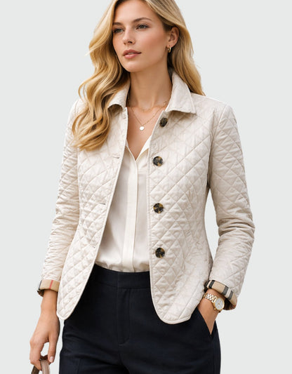 Giselle | Damen Gesteppte Kragen-Jacke mit Knopfleiste
