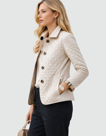 Giselle | Damen Gesteppte Kragen-Jacke mit Knopfleiste
