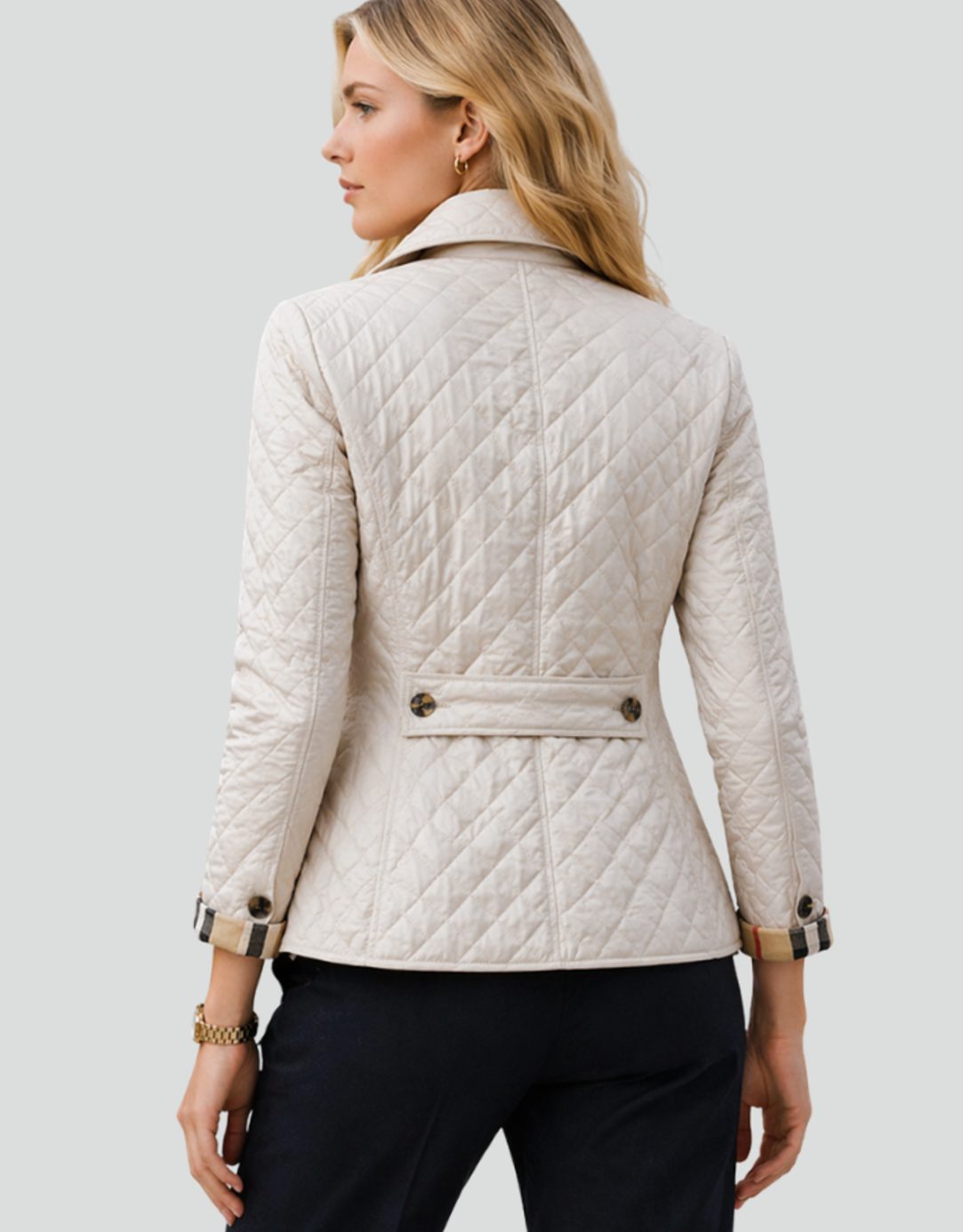Giselle | Damen Gesteppte Kragen-Jacke mit Knopfleiste