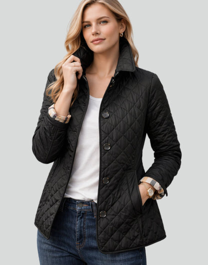 Giselle | Damen Gesteppte Kragen-Jacke mit Knopfleiste