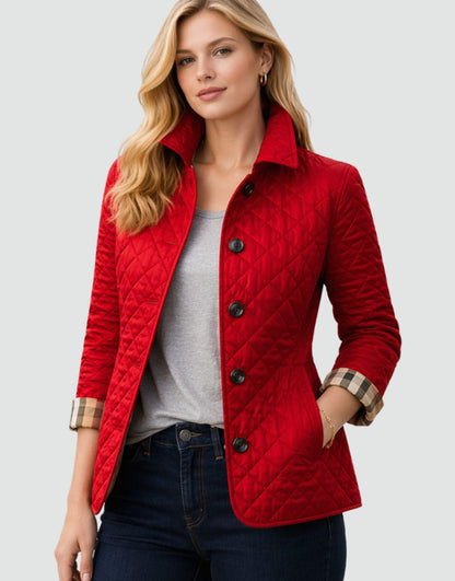 Giselle | Damen Gesteppte Kragen-Jacke mit Knopfleiste