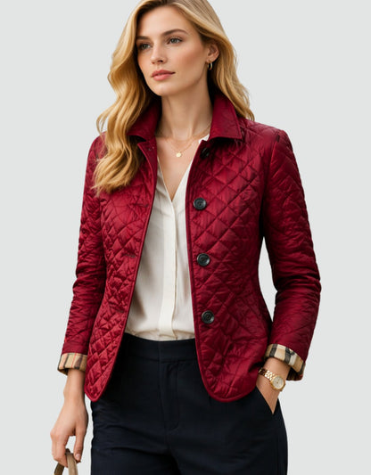 Giselle | Damen Gesteppte Kragen-Jacke mit Knopfleiste