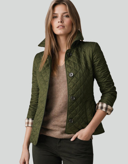 Giselle | Damen Gesteppte Kragen-Jacke mit Knopfleiste