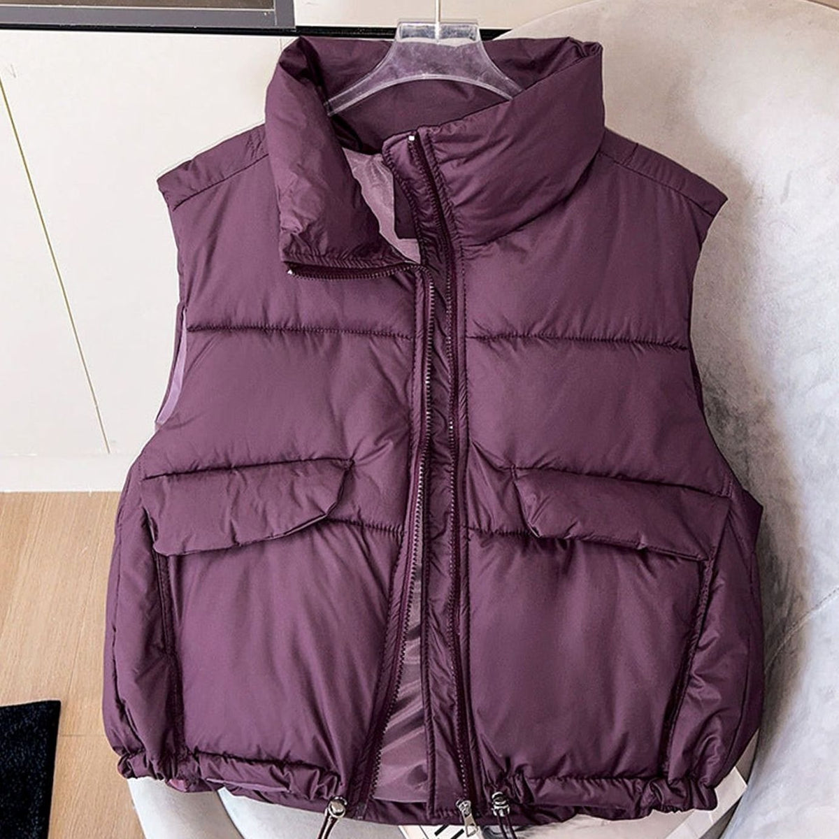 Gabriella | Damen Steppweste Stehkragen Boxy-Schnitt