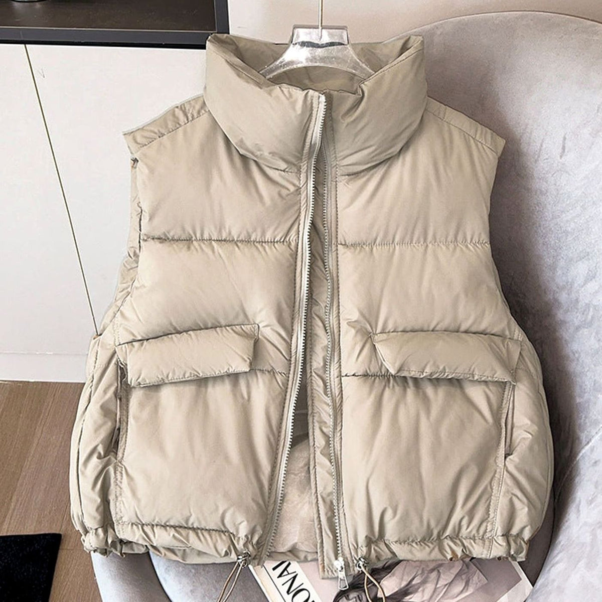 Gabriella | Damen Steppweste Stehkragen Boxy-Schnitt