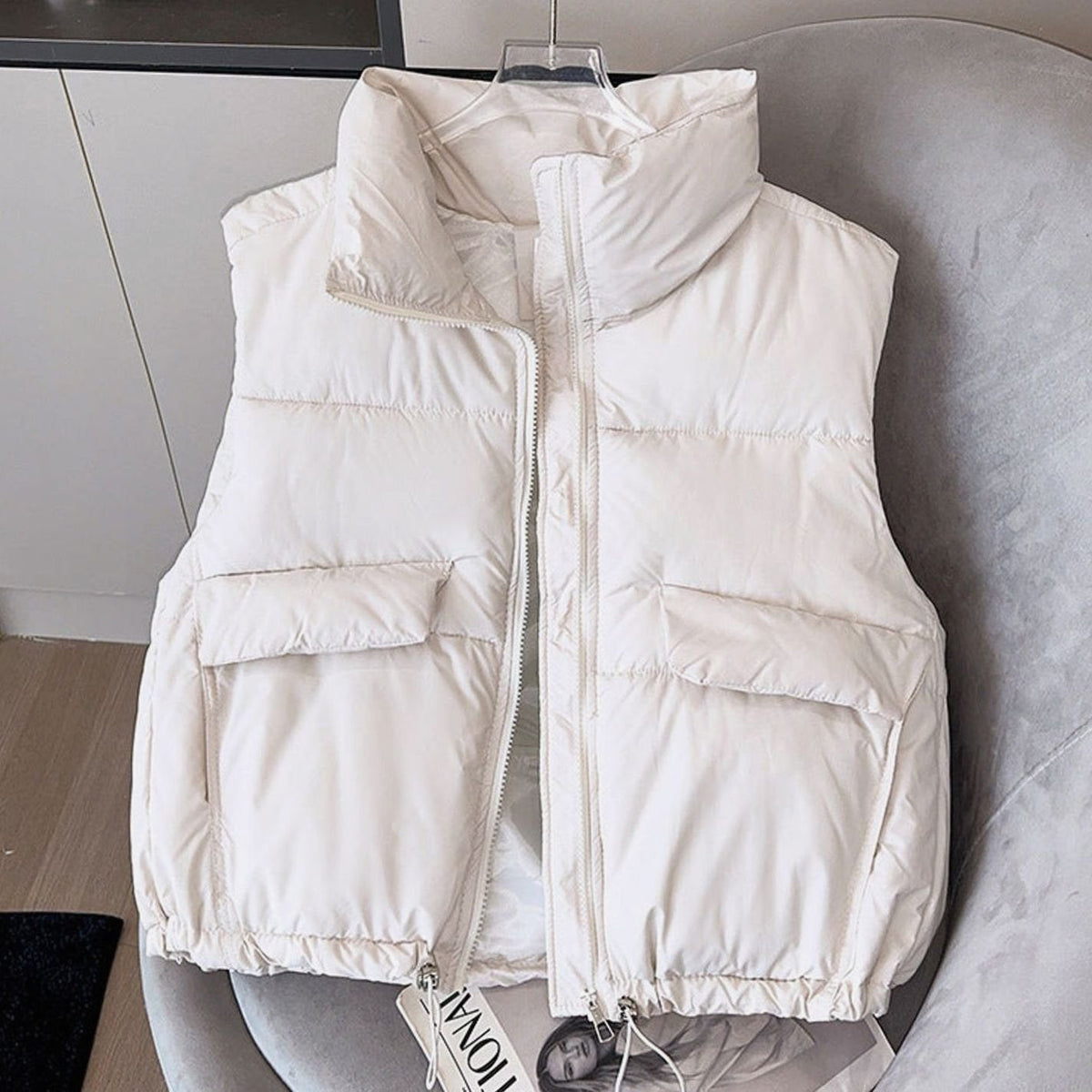 Gabriella | Damen Steppweste Stehkragen Boxy-Schnitt