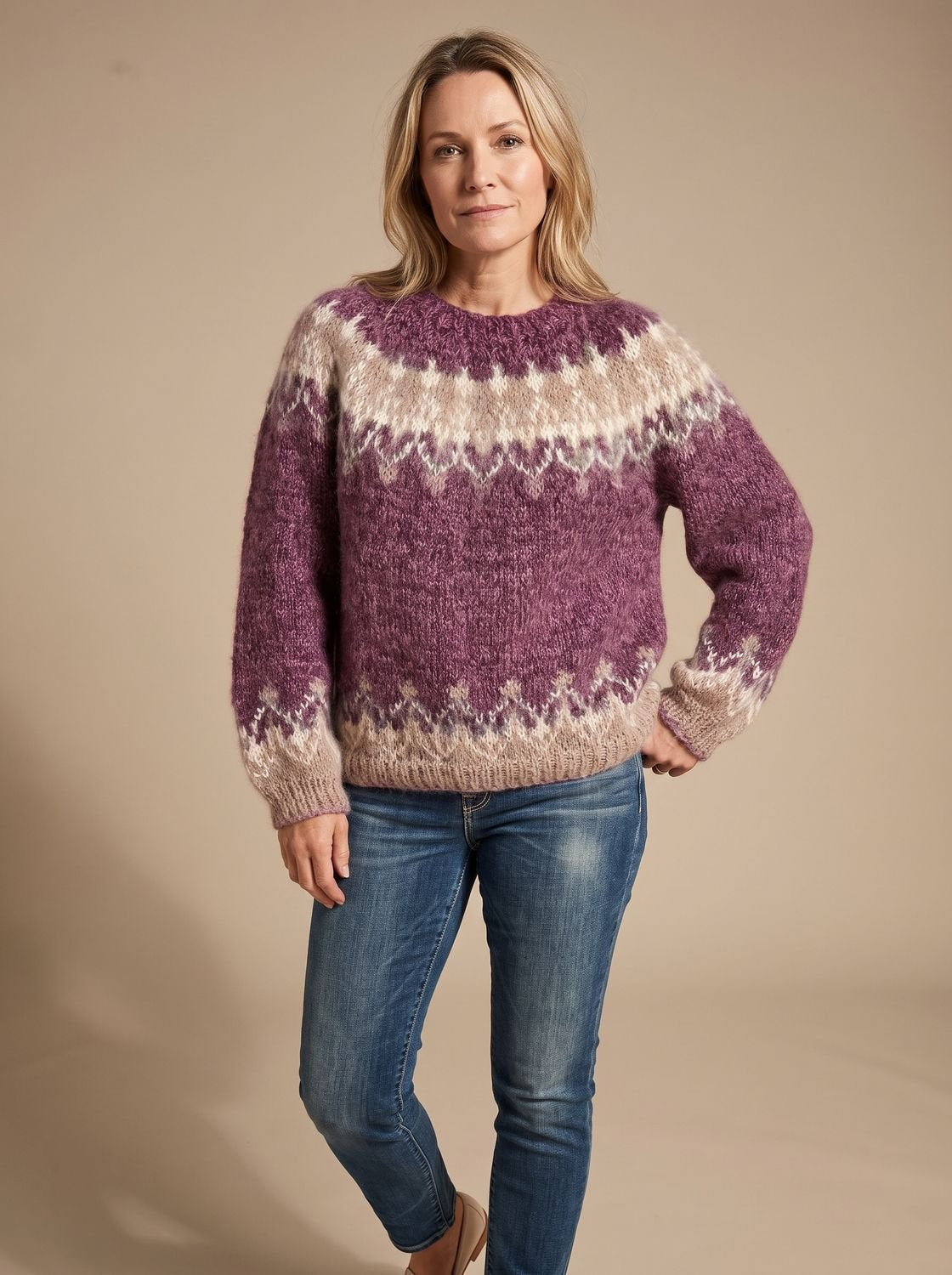 Pernille | Weihnachtspullover Damen Jacquard Rundhals Strick