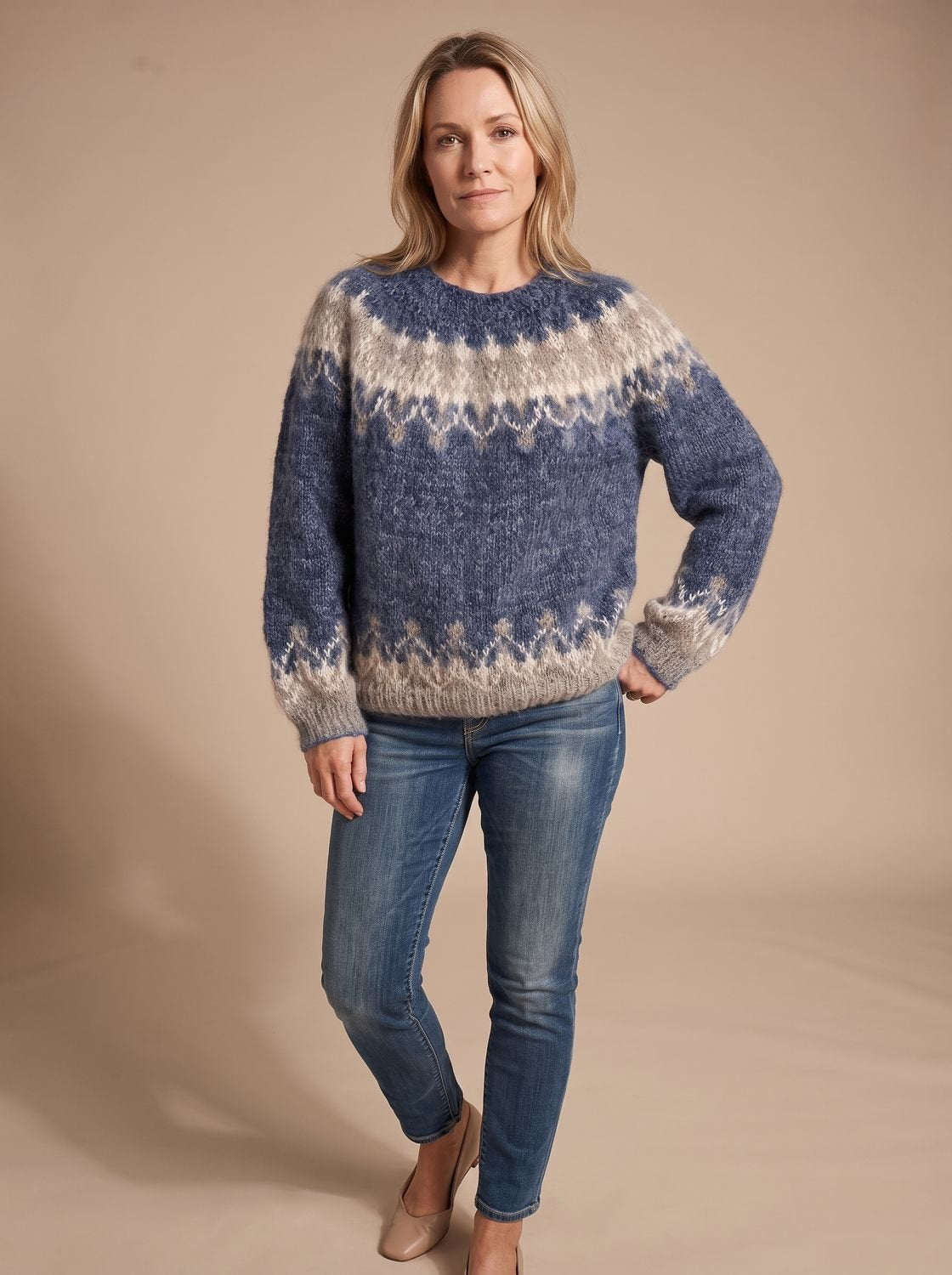 Pernille | Weihnachtspullover Damen Jacquard Rundhals Strick