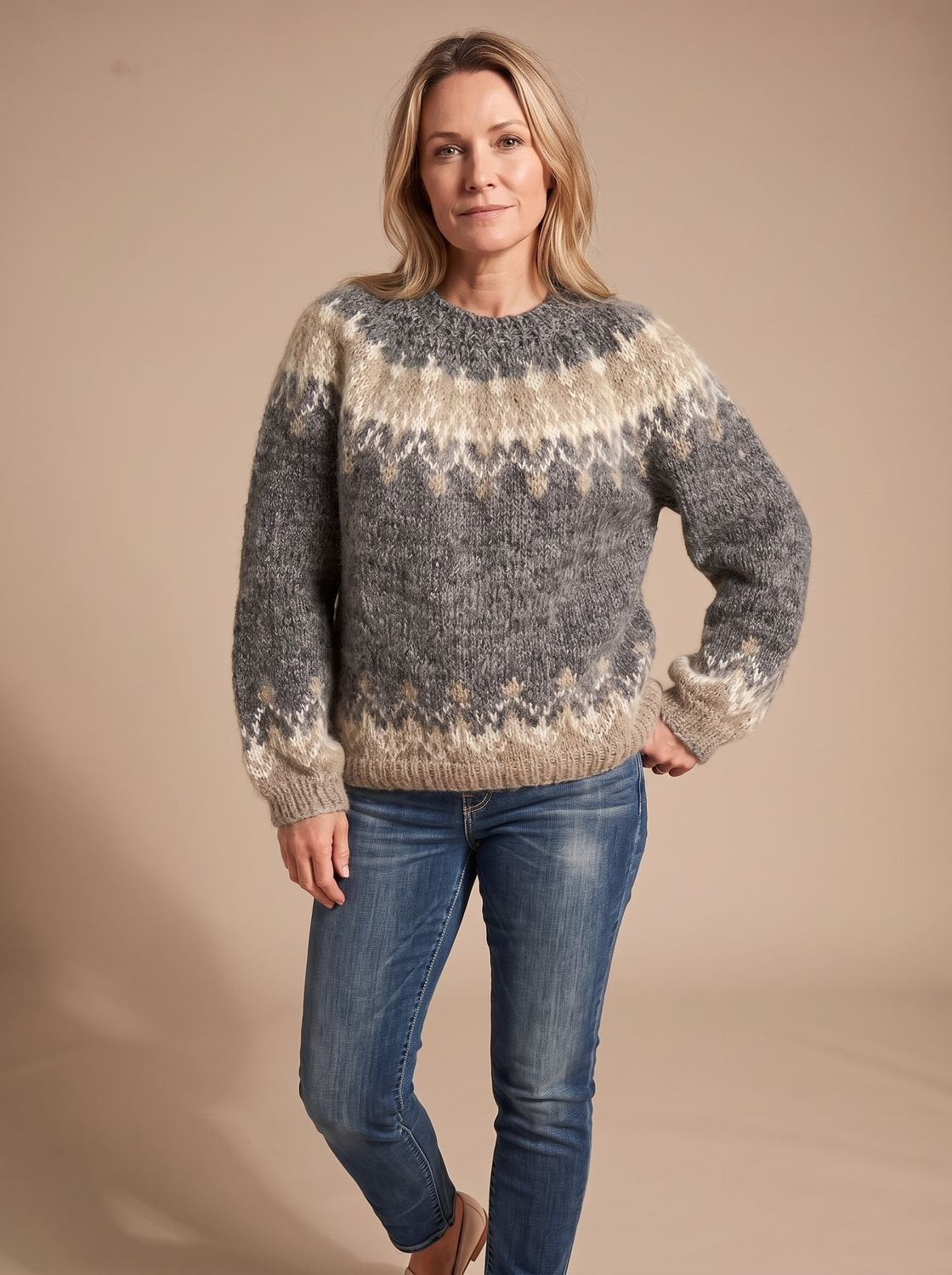 Pernille | Weihnachtspullover Damen Jacquard Rundhals Strick