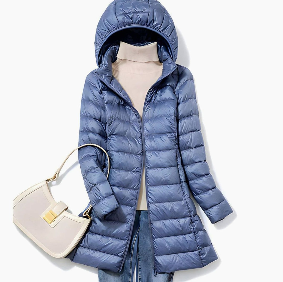 Maike | Lange gesteppte Winterjacke mit Kapuze für Damen