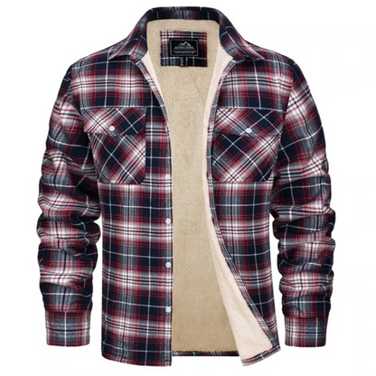 Carl | Herren Karo Jacke mit Kunstfell-Kapuze