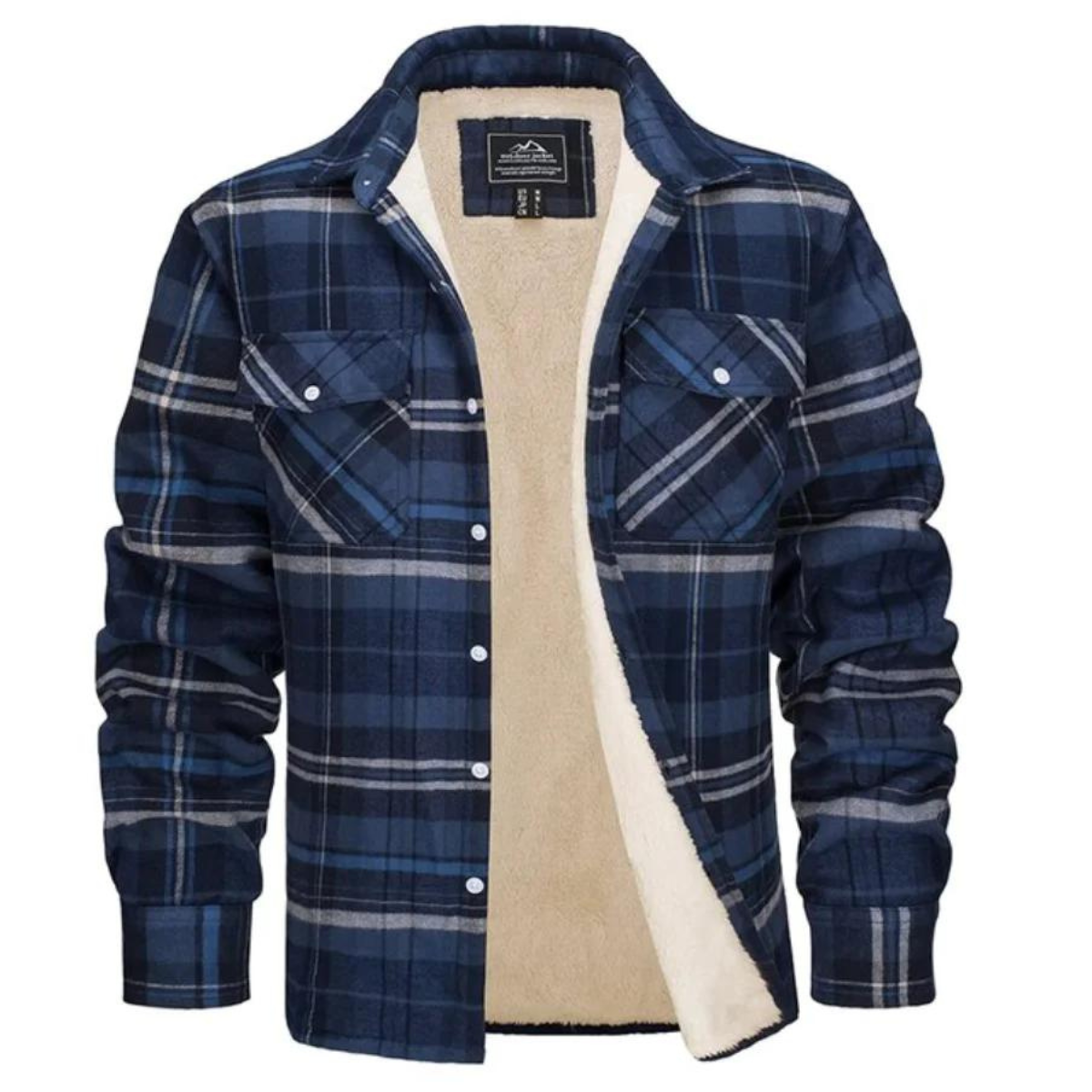 Carl | Herren Karo Jacke mit Kunstfell-Kapuze