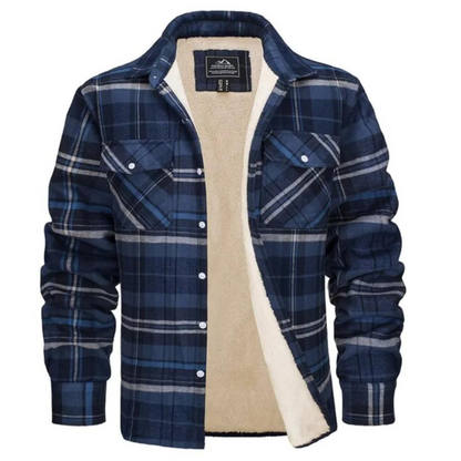 Carl | Herren Karo Jacke mit Kunstfell-Kapuze