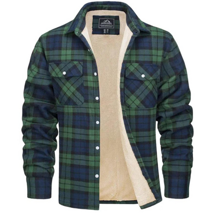 Carl | Herren Karo Jacke mit Kunstfell-Kapuze