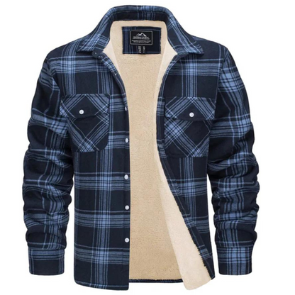 Carl | Herren Karo Jacke mit Kunstfell-Kapuze