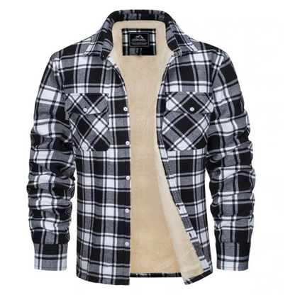 Carl | Herren Karo Jacke mit Kunstfell-Kapuze