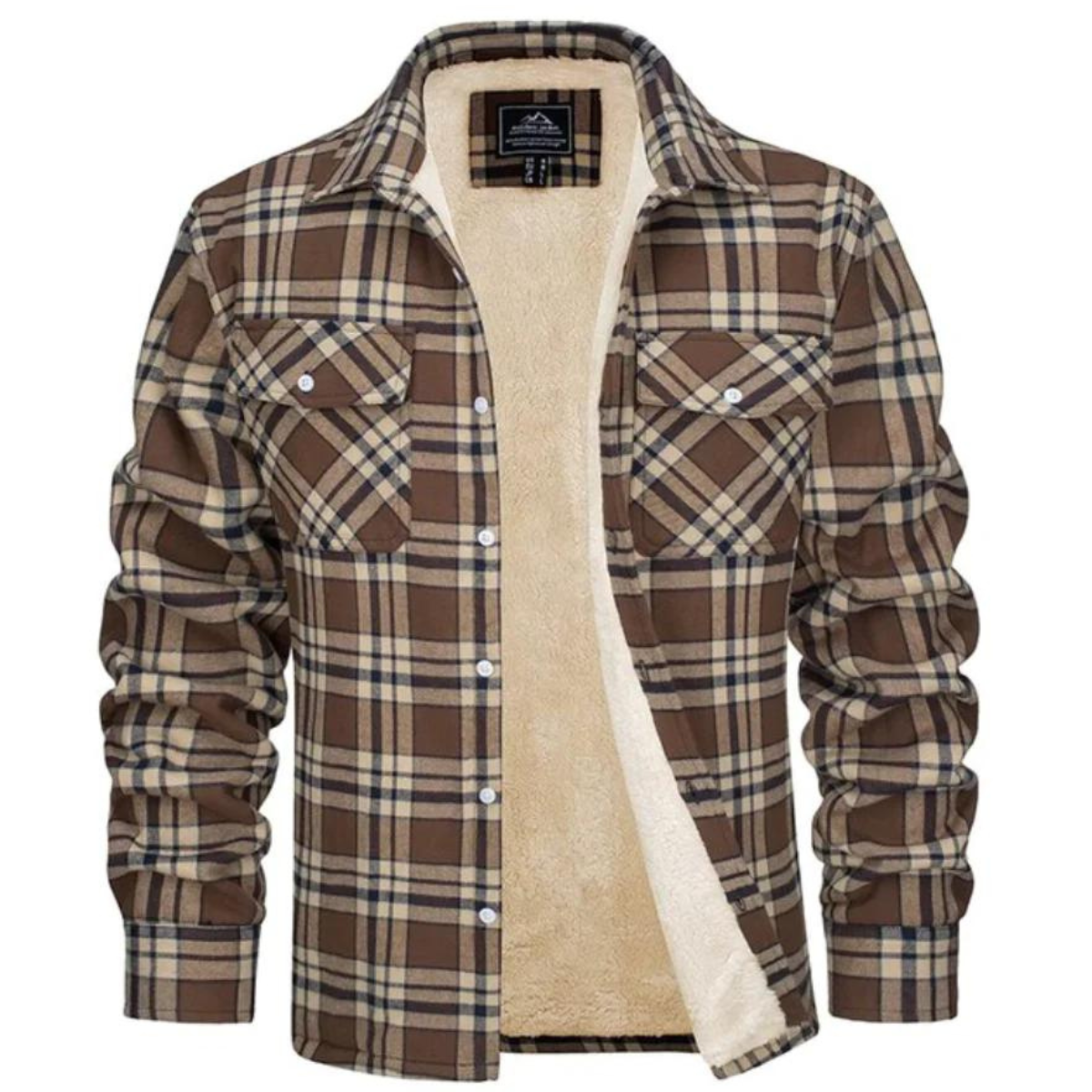 Carl | Herren Karo Jacke mit Kunstfell-Kapuze