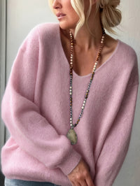 Katrien | Damen Oversized Strickpullover mit V-Ausschnitt