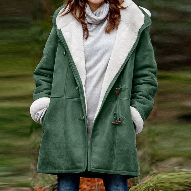 Juliette | Wintermantel Damen mit Kapuze und Knopfleiste
