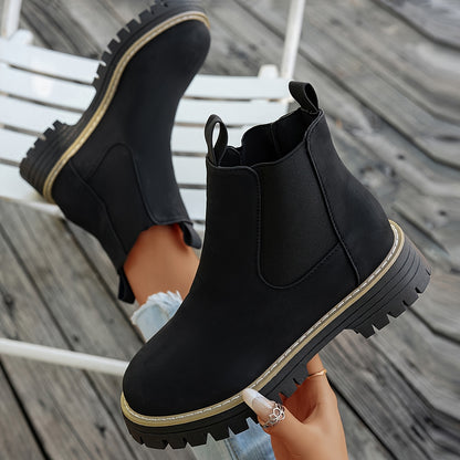 Barbara | Damen Chelsea Boots mit Plateausohle und Profilsohle
