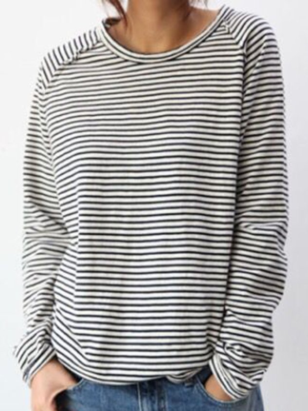 Renske | Gestreiftes Longsleeve Shirt mit Rundhals für Damen