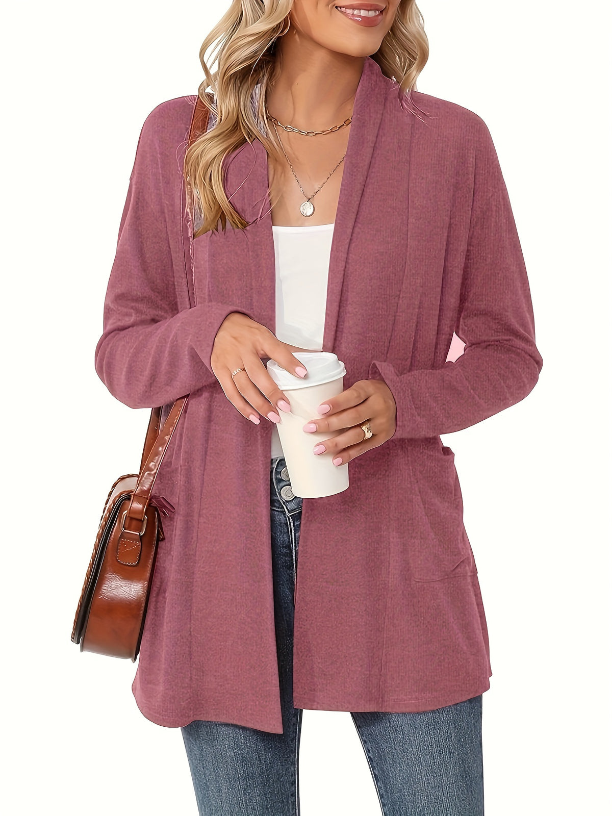 Cosima | Lockerer Damen Cardigan mit Taschen und offenem Schnitt